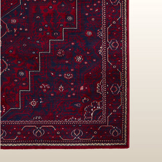 Traditional Style Red Rug | Three Sizes | Stepped Pattern in Homewares from Oriana B www.orianab.com