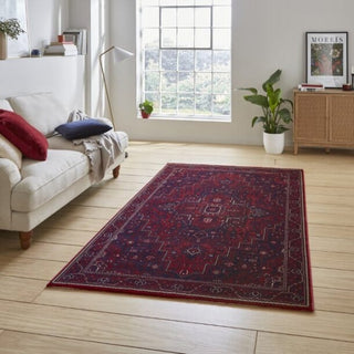 Traditional Style Red Rug | Three Sizes | Stepped Pattern in Homewares from Oriana B www.orianab.com