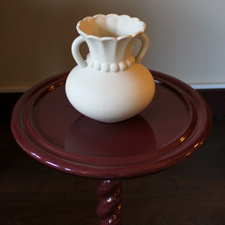 Twisted Enamel Side Table | Burgundy in Furniture from Oriana B www.orianab.com