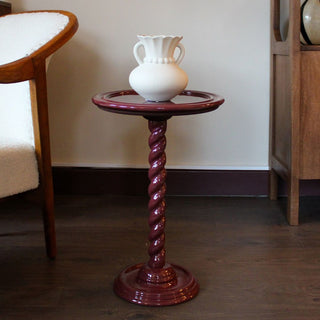 Twisted Enamel Side Table | Burgundy in Furniture from Oriana B www.orianab.com