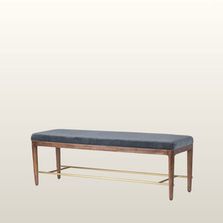 Upholstered Bench | Smokey Blue Velvet in Furniture from Oriana B www.orianab.com