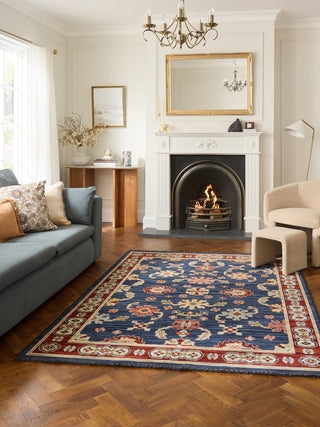 Vesper Navy/Gold | Wool Blend Rug in Homewares from Oriana B www.orianab.com