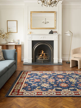 Vesper Navy/Gold | Wool Blend Rug in Homewares from Oriana B www.orianab.com
