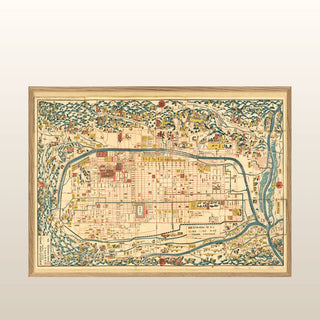 Vintage City Map of Kyoto Print | 50x70 in Homewares from Oriana B www.orianab.com