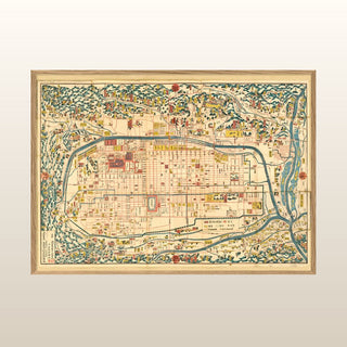 Vintage City Map of Kyoto Print | 50x70 in Homewares from Oriana B www.orianab.com