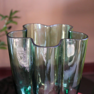 Wavy Effect Green Glass Vase | 20cm in Archived from Oriana B www.orianab.com