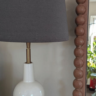White Ceramic Lamp with Dark Grey Shade | SAMPLE in Outlet from Oriana B www.orianab.com
