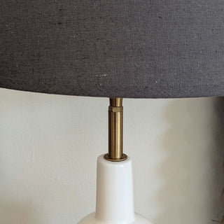 White Ceramic Lamp with Dark Grey Shade | SAMPLE in Outlet from Oriana B www.orianab.com