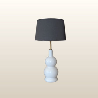 White Ceramic Lamp with Dark Grey Shade | SAMPLE in Outlet from Oriana B www.orianab.com