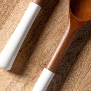 White Lacquer Handle & Wood | Set of Salad Servers in Homewares from Oriana B www.orianab.com