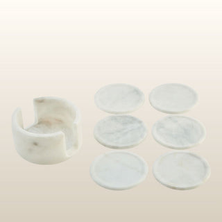White Marble Coasters | Set of 6 in Homewares from Oriana B www.orianab.com