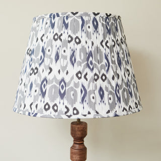 Wood Floor Lamp | Blue & Grey Pleated Lampshade in Lighting from Oriana B www.orianab.com