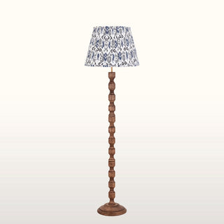 Wood Floor Lamp | Blue & Grey Pleated Lampshade in Lighting from Oriana B www.orianab.com