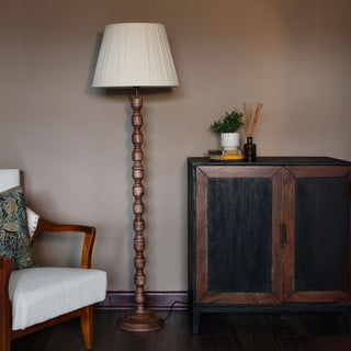 Wood Floor Lamp | Neutral Pleated Lampshade in Lighting from Oriana B www.orianab.com