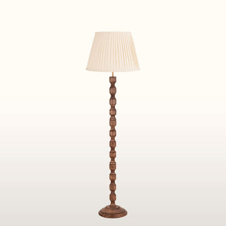 Wood Floor Lamp | Neutral Pleated Lampshade in Lighting from Oriana B www.orianab.com