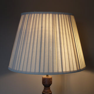 Wood Floor Lamp | Neutral Pleated Lampshade in Lighting from Oriana B www.orianab.com