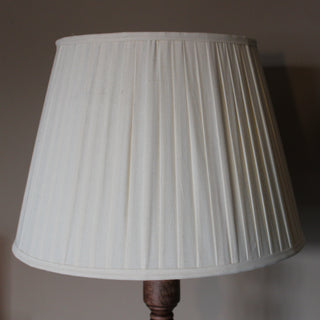Wood Floor Lamp | Neutral Pleated Lampshade in Lighting from Oriana B www.orianab.com