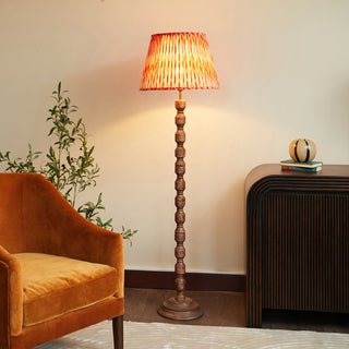 Wood Floor Lamp | Orange Pleated Lampshade in Lighting from Oriana B www.orianab.com