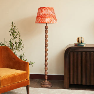 Wood Floor Lamp | Orange Pleated Lampshade in Lighting from Oriana B www.orianab.com