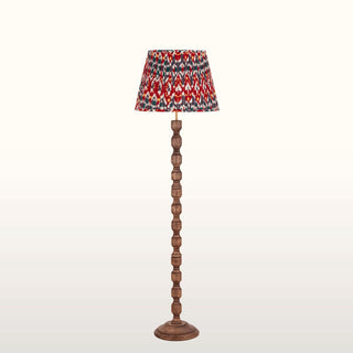 Wood Floor Lamp | Red & Blue Pleated Lampshade in Lighting from Oriana B www.orianab.com