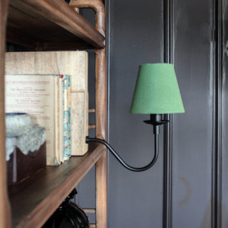 Wooden Bookshelf Lamp with Green Shade in Lighting from Oriana B www.orianab.com