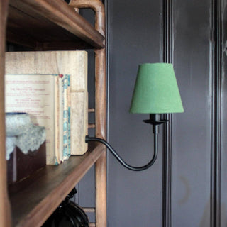 Wooden Bookshelf Lamp with Green Shade in Lighting from Oriana B www.orianab.com