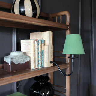 Wooden Bookshelf Lamp with Green Shade in Lighting from Oriana B www.orianab.com