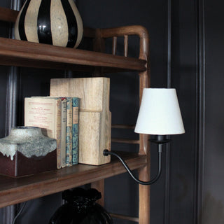 Wooden Bookshelf Lamp with White Shade in Lighting from Oriana B www.orianab.com
