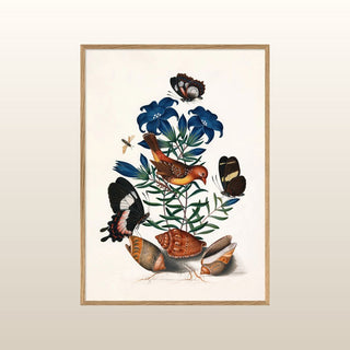 Yellow Bird & Butterflies Print | 50x70 in Homewares from Oriana B www.orianab.com