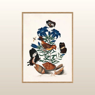 Yellow Bird & Butterflies Print | 50x70 in Homewares from Oriana B www.orianab.com