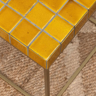 Yellow Ceramic Tiled Side Table in Archived from Oriana B www.orianab.com