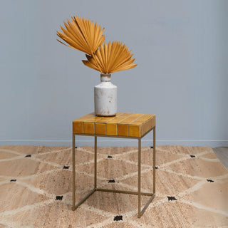 Yellow Ceramic Tiled Side Table in Archived from Oriana B www.orianab.com