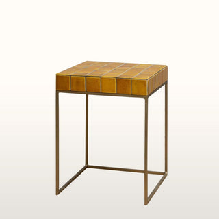 Yellow Ceramic Tiled Side Table in Archived from Oriana B www.orianab.com