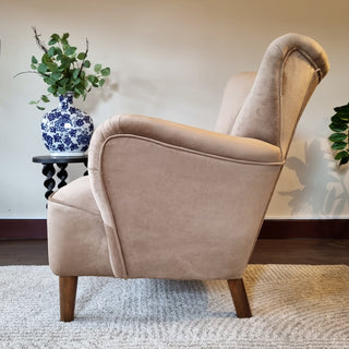 1950s Vintage Swedish Lounge Chair | Beige VelvetOriana BSeating