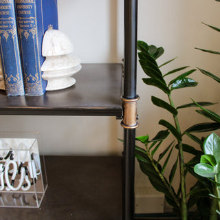 Antique Black and Gold Shelving Display Unit in Archived from Oriana B www.orianab.com