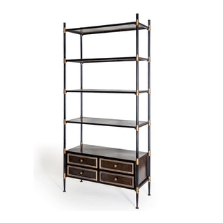 Antique Black and Gold Shelving Display Unit in Archived from Oriana B www.orianab.com