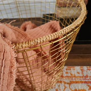 Antique Brass Wire Basket with Jute in Archived from Oriana B www.orianab.com