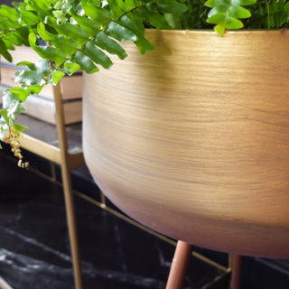 Antique Gold Plant Pot on Stand in Archived from Oriana B www.orianab.com