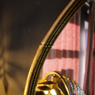 Antique Gold Round Metal Bamboo Wall MirrorOriana BHomewares