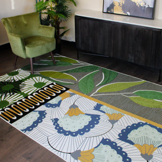 Eclectic Flat Woven Rug | Green and BlueOriana BHomewares