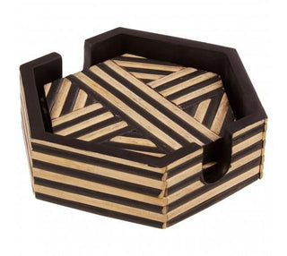 Bamboo & Black Coasters | Set of 4Oriana BHomewares