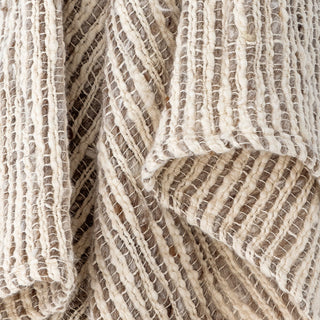 Beige Textured Throw | Cotton Blend in Archived from Oriana B www.orianab.com