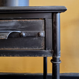 Black Antique Metal Bedside Table in Archived from Oriana B www.orianab.com