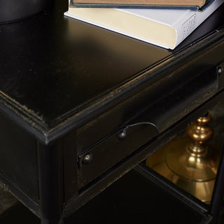 Black Antique Metal Bedside Table in Archived from Oriana B www.orianab.com