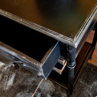Black Antique Metal Bedside Table in Archived from Oriana B www.orianab.com