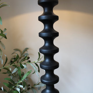 Black Bobbin Floor Lamp | Linen Shade in Lighting from Oriana B www.orianab.com