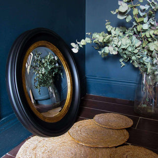 Black Convex Mirror with Gold Trim | 52cm in Mirrors from Oriana B www.orianab.com