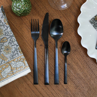 Black Cutlery Set | Set of 16 in Homewares from Oriana B. www.orianab.com