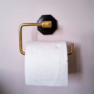 Black & Gold Toilet Roll Holder in Archived from Oriana B www.orianab.com