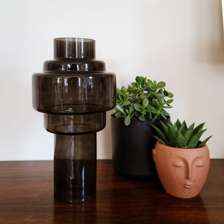 Black Smoked Glass Vase | 2 Sizes in Homewares from Oriana B www.orianab.com